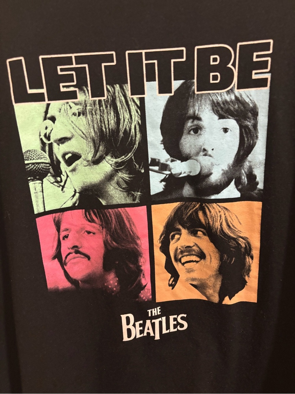 Like New The Beatles Black Women's 'Let It Be' Graphic Shirt